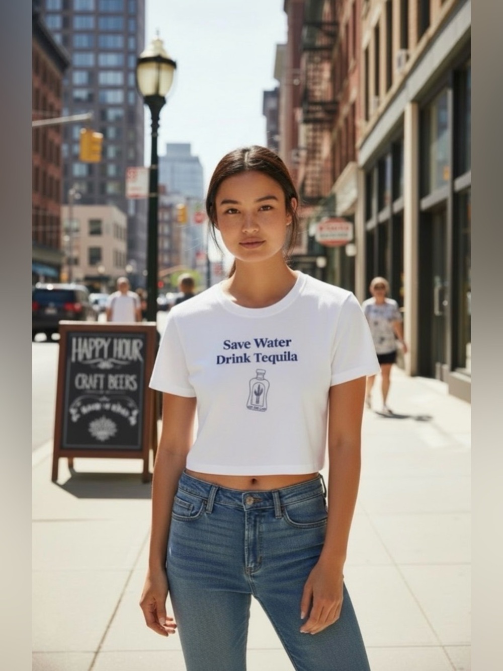SHEIN White Tee “Save Water Drink Tequila." Women’s Large (8-10)